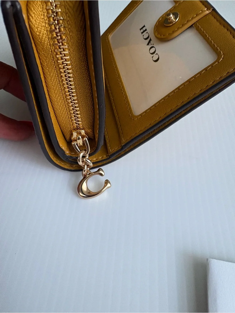 Coach Croc-Embossed Leather Bifold Wallet in Mustard